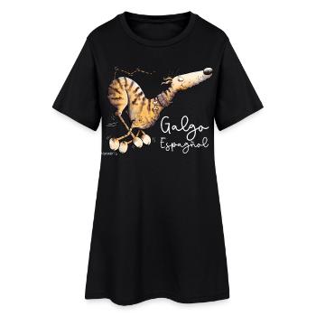Happy Galgo Espagnol Wild Dog Dogs Dessin animé - Robe T-shirt Femme - noir - Devant