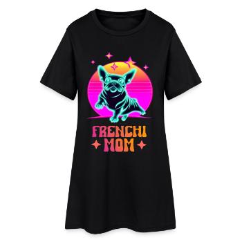 Frenchie Mom - Frauen T-Shirt-Kleid - Schwarz - Vorne