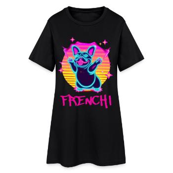 Drôle de Frenchie Dog French Bulldog Synthé - Robe T-shirt Femme - noir - Devant