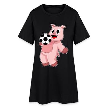Pig Soccer Player Soccer - Women’s T-Shirt Dress - black - Front