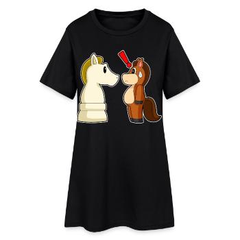 Échecs du cavalier de pièces de cheval - Robe T-shirt Femme - noir - Devant