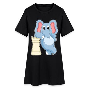 Elephant Chess Piece Tower Chess - Women’s T-Shirt Dress - black - Front