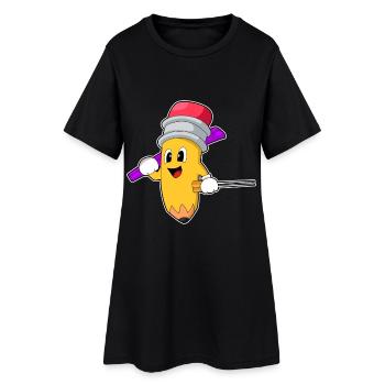 Crayon Skieur Ski Sports d’hiver - Robe T-shirt Femme - noir - Devant
