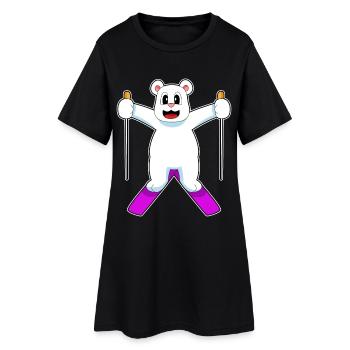 Polar Bear Skieurs Ski Sports d’hiver - Robe T-shirt Femme - noir - Devant