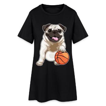 Pug Basketball Player Basketball - Women’s T-Shirt Dress - black - Front