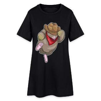 Taupe Cowboy Chapeau de cow-boy - Robe T-shirt Femme - noir - Devant