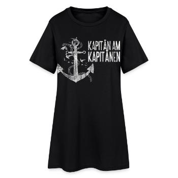 Kapitän am Kapitänen Steuerrad - Frauen T-Shirt-Kleid - Schwarz - Vorne