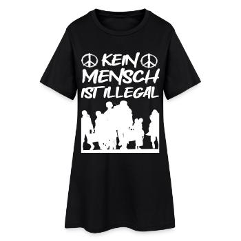 Kein Mensch ist Illegal - Frauen T-Shirt-Kleid - Schwarz - Vorne