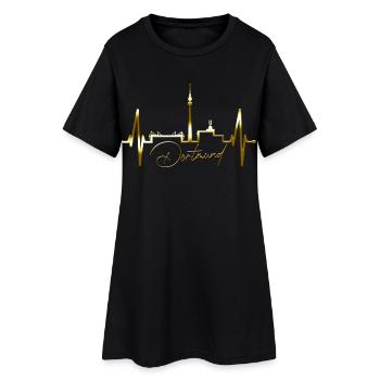 Dortmund Skyline Herzschlag Stadion Fan Dortmunder - Frauen T-Shirt-Kleid - Schwarz - Vorne