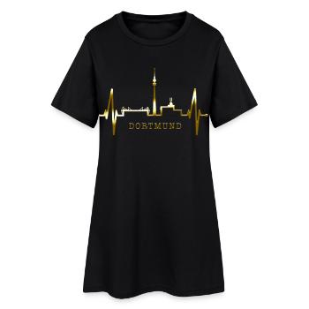 Dortmund Skyline Herzschlag Stadion Fan Dortmunder - Frauen T-Shirt-Kleid - Schwarz - Vorne