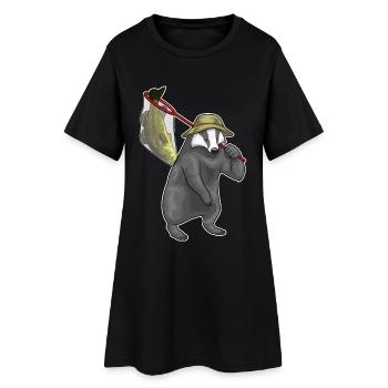 Dachs Angler Fisch Angeln - Frauen T-Shirt-Kleid - Schwarz - Vorne