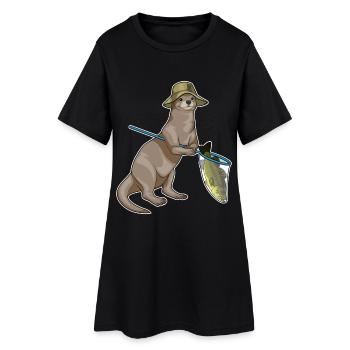 Pêche au poisson pêcheur de la loutre - Robe T-shirt Femme - noir - Devant