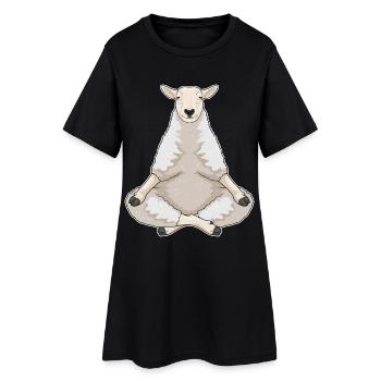 Yoga Mouton Fitness Méditation - Robe T-shirt Femme - noir - Devant