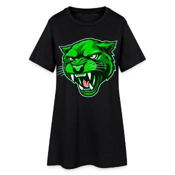 Tête de panthère verte - Robe T-shirt Femme - noir - Devant