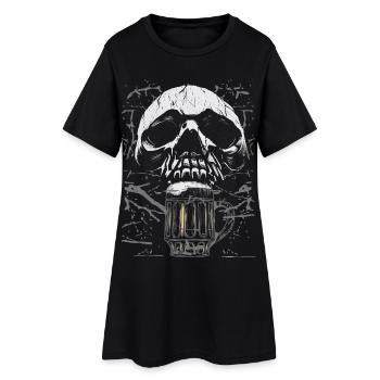 Chope à bière crâne gothique - Robe T-shirt Femme - noir - Devant