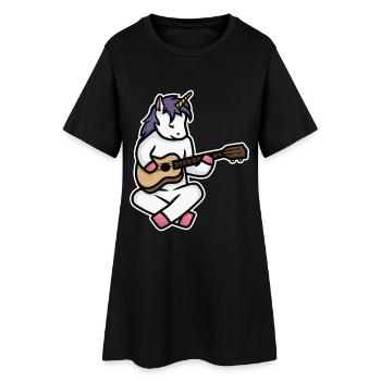 Ukulele Einhorn - Frauen T-Shirt-Kleid - Schwarz - Vorne