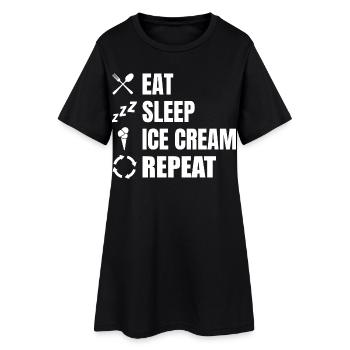 Eat Sleep Ice Cream Repeat - Frauen T-Shirt-Kleid - Schwarz - Vorne