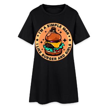 Burger Cheeseburger liebe - einfacher Mann - Frauen T-Shirt-Kleid - Schwarz - Vorne