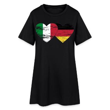 Italie Allemagne Drapeau Coeur utilisé - Robe T-shirt Femme - noir - Devant