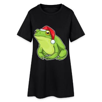 Chapeau de Noël Grenouille Noël - Robe T-shirt Femme - noir - Devant