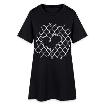 Cœur en treillis métallique - Robe T-shirt Femme - noir - Devant