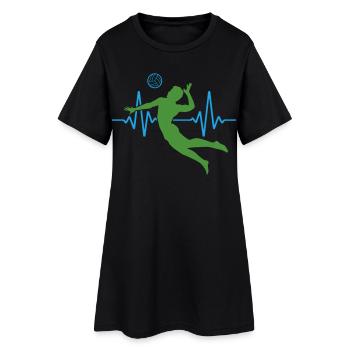 ECG de volleyball battement de cœur | Couleurs changeantes - Robe T-shirt Femme - noir - Devant