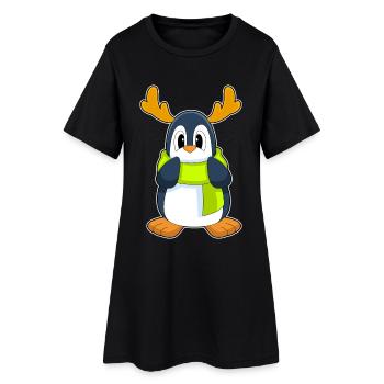 Renne manchot - Robe T-shirt Femme - noir - Devant