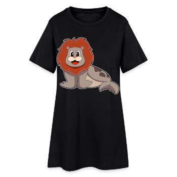 Seehund Löwe - Frauen T-Shirt-Kleid - Schwarz - Vorne