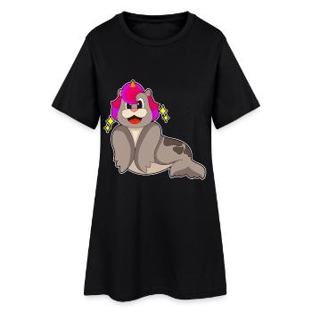 Licorne de phoque - Robe T-shirt Femme - noir - Devant
