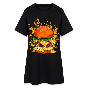 Extravaganter Cheeseburger mit Käse Splatter - Frauen T-Shirt-Kleid - Schwarz - Vorne