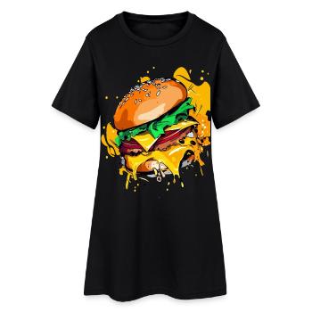 Extra Käse Burger Cheeseburge - Frauen T-Shirt-Kleid - Schwarz - Vorne