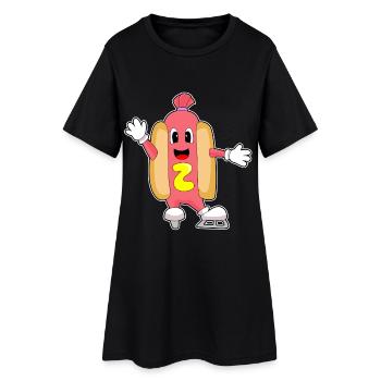Hot Dog Ice Skating Ice Skates Winter Sports - Women’s T-Shirt Dress - black - Front