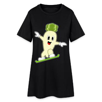 Radieschen Snowboarder Snowboard - Frauen T-Shirt-Kleid - Schwarz - Vorne