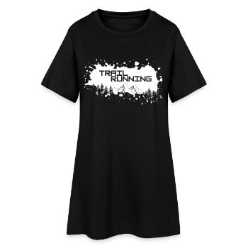 Trail running, mountains and forest of white splashes of color - Women’s T-Shirt Dress - black - Front
