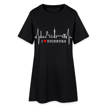 Duisburg Skyline Heartbeat Pulse Heart Ruhrpott Fan - Women’s T-Shirt Dress - black - Front