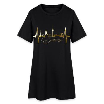 Duisburg Skyline Heartbeat Pulse Heart Ruhrpott Fan - Women’s T-Shirt Dress - black - Front