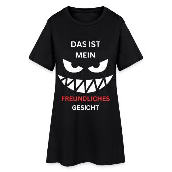 Freundliches Gesicht Grinsen - Frauen T-Shirt-Kleid - Schwarz - Vorne