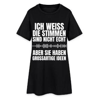 Stimmen nicht echt – geniale Idee - Frauen T-Shirt-Kleid - Schwarz - Vorne