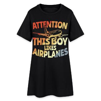 Ce garçon aime les avions - Robe T-shirt Femme - noir - Devant