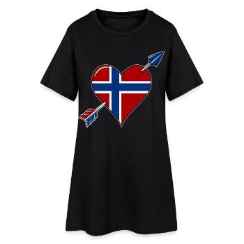 Drapeau de la Norvège coeur amoureux - Robe T-shirt Femme - noir - Devant