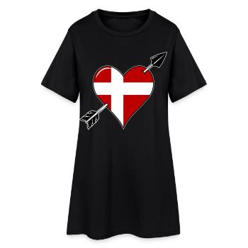 Danemark drapeau coeur amoureux - Robe T-shirt Femme - noir - Devant
