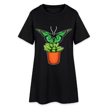 Fleur Papillon - Robe T-shirt Femme - noir - Devant