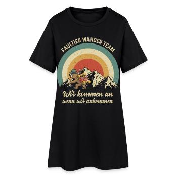 Wandern Faultier - Frauen T-Shirt-Kleid - Schwarz - Vorne