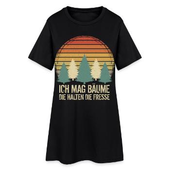 Wandern - Frauen T-Shirt-Kleid - Schwarz - Vorne