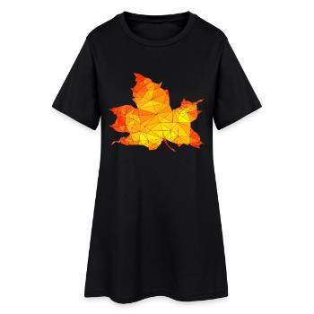 Polygonales Herbst Ahorn Baum Blatt Poly Kunst - Frauen T-Shirt-Kleid - Schwarz - Vorne