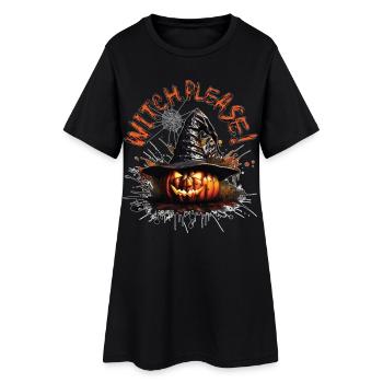 Citrouille d’Halloween, sorcière, s’il vous plaît! - Robe T-shirt Femme - noir - Devant