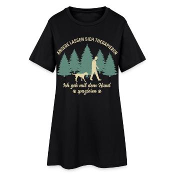 Herrchen Hund Gassi gehen Therapie Hundebesitzer - Frauen T-Shirt-Kleid - Schwarz - Vorne