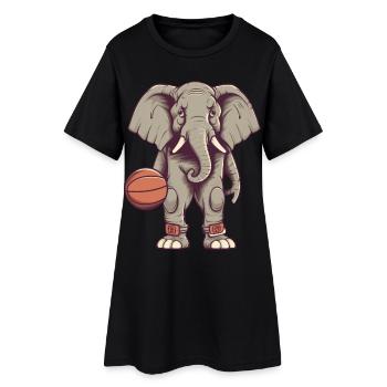 Basketball Elephant - Women’s T-Shirt Dress - black - Front