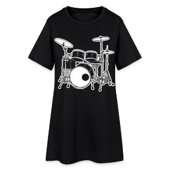 Croquis de batterie - Robe T-shirt Femme - noir - Devant
