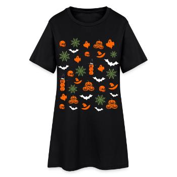 Halloween Patterns - Women’s T-Shirt Dress - black - Front